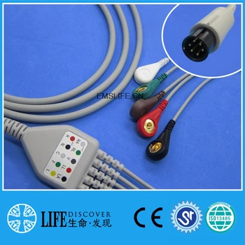 цельный ЭКГ-кабель с 5 проводами, защелка для physio lifepak