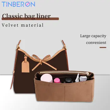 Бархатная косметичка TINBERON, Многофункциональная сумка-Органайзер, Вставка Для хранения косметики Большой Емкости, Переносная Дорожная сумка В сумке
