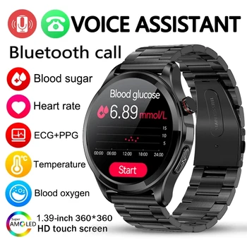 Bluetooth Вызов, Мужские Смарт-Часы, Уровень сахара в крови, ЭКГ + PPG, Автоматические Инфракрасные Кислородные Часы, Частота сердечных сокращений, Артериальное Давление, Умные часы Для Здоровья