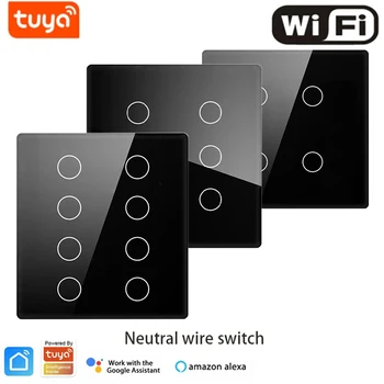 Посылка 5 шт. Alexa Wifi Smart switch сенсорный выключатель Tuya smart life приложение Google Home голосовое управление 4/6/8 gang Размер 124 * 118 мм (4 * 4)