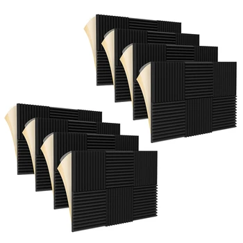48 упаковок звукоизоляционных пенопластовых панелей, акустических пенопластовых панелей с высокой звукоизоляцией, самоклеящихся и эластичных, 1x12x12 дюймов