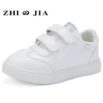 Плюс бархатные белые туфли, детская студенческая обувь 26-37 лет, детская обувь с добавлением хлопка для девочек, обувь для маленьких мальчиков