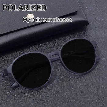Сверхлегкие солнцезащитные очки в круглой модной оправе TR-90, мужские и женские, поляризованные, для вождения, с защитой от бликов, близорукость с диоптриями 0-0, 75-6