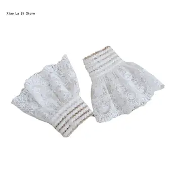 Женские расклешенные рукава с вышивкой, съемные накладные манжеты на запястьях, накладные рукава XXFD