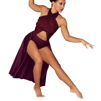 Современный балетный танцевальный костюм MiDee для девочек, женское платье без рукавов с перекрещивающимися бретельками, современная лирическая одежда для выступлений на сцене