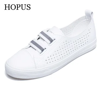 Женская обувь HOPUS, Новинка 2023 года, весенне-летние кроссовки для женщин, Модные белые туфли на плоской подошве, Повседневная дышащая спортивная обувь для улицы, мягкая
