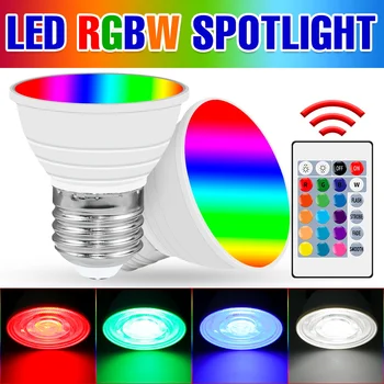 220V LED RGB Лампа E27 Smart Control Light E14 Волшебная Лампа GU10 Прожектор MR16 LED Лампада RGBW Домашняя Энергосберегающая Bombillas 15W