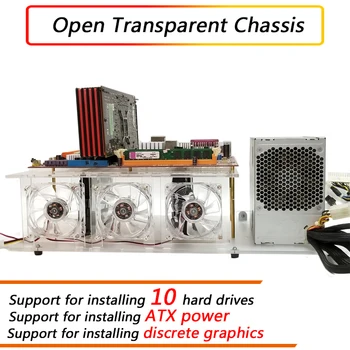 Материнская плата ITX MATX ATX DIY открытое шасси прозрачный кронштейн двойная поддержка жесткого диска 10 ATX power стойка для дискретной видеокарты
