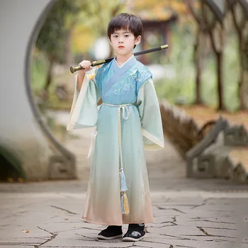 Новый Синий Детский костюм Hanfu Boy, Древнекитайский Молодой Мастер, Летние Весенние костюмы В традиционном стиле, Одежда для косплея, костюм