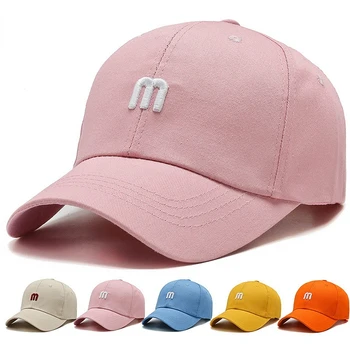 Летняя Женская Мужская бейсболка с цветочной вышивкой и буквой M, Однотонная солнцезащитная кепка, Спортивная бейсболка в стиле хип-хоп, бейсболка Casquette