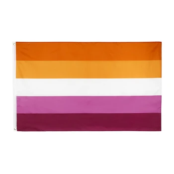 90x150 см, Флаг Лесбийской гордости на закате, ЛГБТ