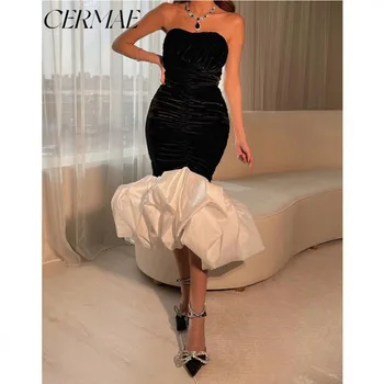 CERMAE Черный Атласный Бюстгальтер с воланами на талии, Элегантное Вечернее Платье Подружки Невесты для женщин 2023 года выпуска