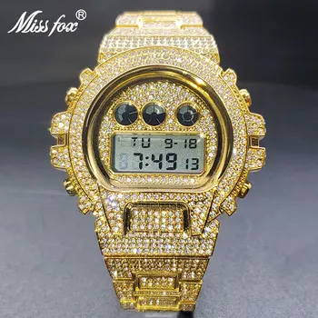 Цифровые часы Мужские Золотые Роскошные водонепроницаемые спортивные часы для мужчин Многофункциональные ударные электронные наручные часы в стиле хип-хоп