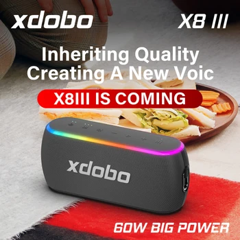 Xdobo X8III 60 Вт Мощность Беспроводные Bluetooth Колонки Наружная Портативная Колонка RGB Light Сабвуфер 360 Стерео TWS Бумбокс HiFi