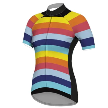 Женский Велосипедный Свитер С коротким рукавом, рубашка для шоссейного велоспорта, Велосипедная одежда, MTB Джерси, Карманная спортивная куртка в полоску, топ, Устойчивый, быстрый