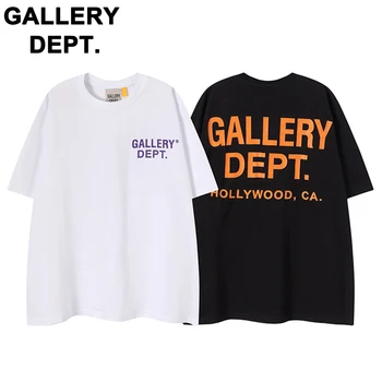 GALLERY DEPT Новая классическая футболка с буквенным принтом, лозунг, логотип, мужская футболка из 100% хлопка с круглым вырезом, футболка с короткими рукавами