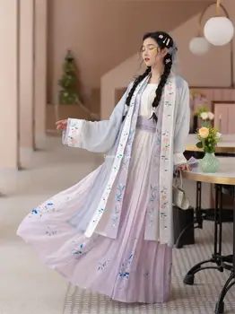 2022 женское платье hanfu костюмы для восточных танцев китайское традиционное древнее платье с цветочным рисунком для сценического представления hanfu