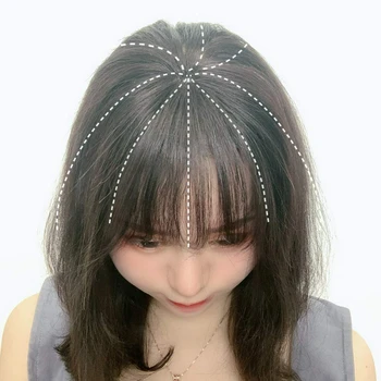 Воздушная Челка из 100% человеческих Волос для женщин, заколка для Наращивания волос с бахромой Длиной 4,7 дюйма
