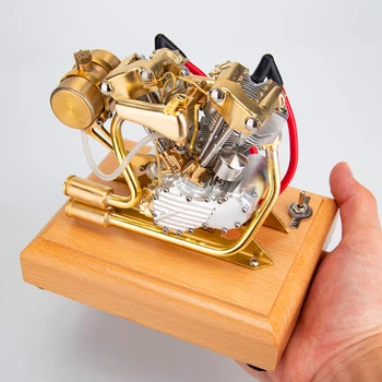 R29 4,2 куб.см Микро-V-образный двухмоторный генератор, четырехтактный бензиновый двигатель из нержавеющей стали, может заводиться Металлическая игрушка с двигателем