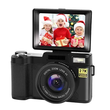 Новая Цифровая камера 2.7K Full HD 24-Мегапиксельная Фотокамера с 4-кратным Зумом, Вращающийся Экран, Профессиональная Видеокамера EIS для Видеоблога Путешествий