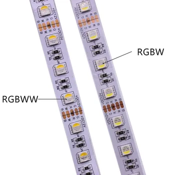 12V 24V SMD5050 RGBW RGBWW светодиодная лента RGB Белая RGB Теплый белый, 4 цвета в 1 светодиодном чипе, 60 светодиодов/М IP20 IP65 IP67 Водонепроницаемая светодиодная лента