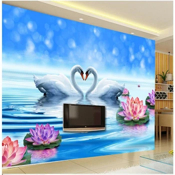 beibehang Новый стиль 3D фрески ТВ фоновые обои фрески шелковая ткань обои с лебедем мечты papel de parede фотообои