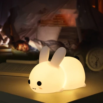 Kedia Cute Rabbit светодиодный ночник Animal Rabbit Силиконовые Мягкие Мультяшные детские лампы USB Перезаряжаемая ночная лампа для подарков детям