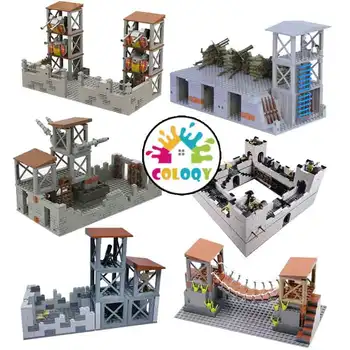 Детская игрушка-конструктор военная база форт форт тюрьма совместима со всеми оптовыми магазинами строительных блоков с мелкими частицами