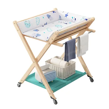 Столик для подгузников из массива дерева, встроенный столик для купания, столик для кормления новорожденных, складная многофункциональная подставка для младенцев