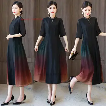 2023 традиционное китайское винтажное атласное платье ципао национального градиентного цвета, восточное банкетное вечернее платье vestido
