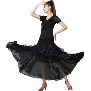 Длинная юбка для латиноамериканских танцев Для женщин, Новый стиль, удобная мягкая одежда для бальных танцев, вальса, Национальная стандартная танцевальная форма, 5 цветов