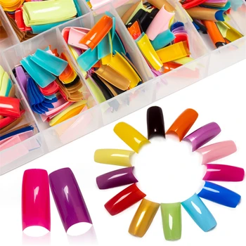 Красочные Длинные Накладные ногти в виде Балерины, Акриловая Капсула, Многоразовые накладные ногти с коробкой, инструменты для наращивания маникюра DIY