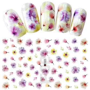 Цветочные наклейки для ногтей, Цветы, Клейкие наклейки Для ногтей, Наклейки с цветочными Листьями, Наклейки для дизайна ногтей 