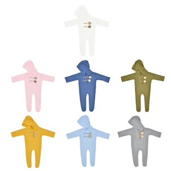 Детская трикотажная одежда для фотосъемки, комбинезон для фотосъемки новорожденных с капюшоном G99C