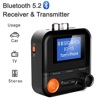 Аудиоадаптер Bluetooth 5.2 RCA 3,5 мм Разъем Aux 2RCA Bluetooth Приемник Передатчик для ПК Динамик Беспроводной автомобильный адаптер Bluetooth