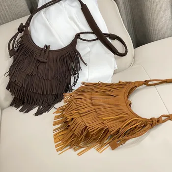 Ручная модная маленькая сумка с кисточками 2022, индивидуальность, сумка для отдыха, этническая ветровая сумка через плечо