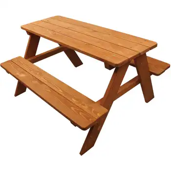 Детский деревянный стол для пикника, коричневый стол для кемпинга, портативный стол 35,00x30,50x20,00 дюймов