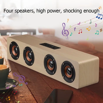 12 Вт Hi-Fi Bluetooth Громкоговорители Беспроводной стерео сабвуфер Altavoz Wood Home Audio, Настольный динамик, Плееры громкой связи