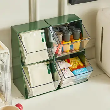 Вертикальный Выдвижной ящик для чайных пакетиков, Стеллаж для хранения кухонных бутылок с приправами, Домашний Многоразовый чехол для хранения Увеличенной емкости