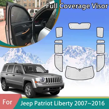 Автомобильные солнцезащитные козырьки с полным покрытием для Jeep Patriot Liberty 2007 ~ 2016, Анти-УФ Автоаксессуары, Оконные козырьки 2008 2009 2010 2011 2012