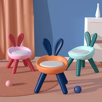 PP Пластиковый детский стул с кроликом в Североевропейском Стиле, Обеденный Стул с Милыми Мультяшными Рогами, Табурет для детского сада
