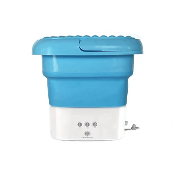 Синяя Портативная стиральная машина для путешествий, Мини-Складная Стиральная машина В комплекте с небольшой складной корзиной для слива