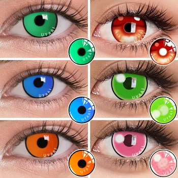 Контактные линзы UYAAI Color Lens Eyes для Косплея, Красные, зеленые, зрачки, Синие линзы, 2 шт, цветные контактные линзы для глаз, для ежегодного использования