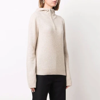 Осень и зима 2022, новый темпераментный шерстяной свитер для пригородных поездок, свободный свитер на молнии с капюшоном, повседневный вязаный свитер, женский топ