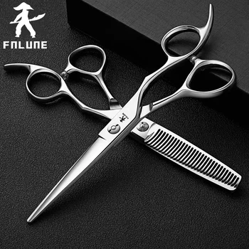 FnLune 6.0 9Cr18Mov Профессиональные парикмахерские ножницы, аксессуары для стрижки, Филировочные ножницы, Парикмахерские инструменты, Ножницы