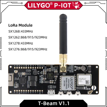 LILYGO® T-Beam V1.1 Модуль ESP32 LoRa 433 МГц 868 МГц 915 МГц 923 МГц SX1268 SX1278 SX1262 SX1276 Плата разработки NEO-6M NEO-M8M
