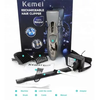 машинка для стрижки волос kemei KM-605, моющийся триммер для волос, машинка для стрижки волос домашнего использования с регулируемым лезвием