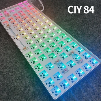 RGB CIY84 TESTER84 Hotswap DIY Механическая клавиатура Комплект проводной Type-c 3/5pin RGB Металлическая средняя рамка с подсветкой Индивидуальный Комплект