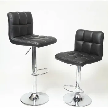 Поворотные Элегантные Барные стулья Roundhill из искусственной кожи, Современные Регулируемые Гидравлические Барные стулья, доступные в нескольких цветах, Набор из 2 барных стульев