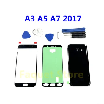 Для SAMSUNG Galaxy A3 A5 A7 2017 Задняя крышка аккумулятора A320 A520 A720 Корпус Передняя Стеклянная линза Экрана Задняя Наклейка
